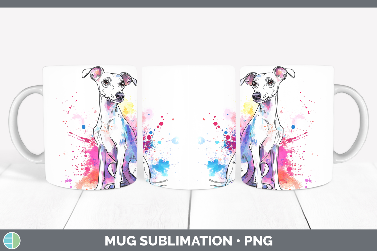GorgeousWatercolor Splash Dogs 03 Mug Wrap design.