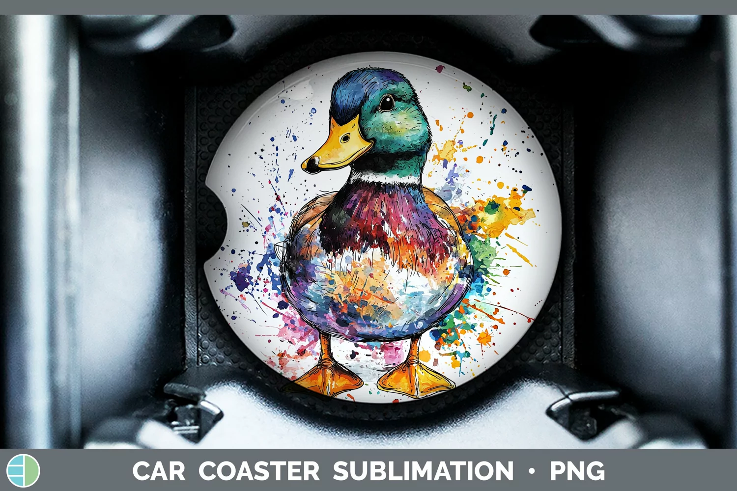 GorgeousWatercolor Splash Car Coaster design.