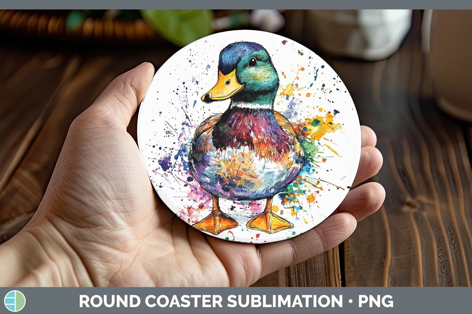 GorgeousWatercolor Splash Round Coaster design.