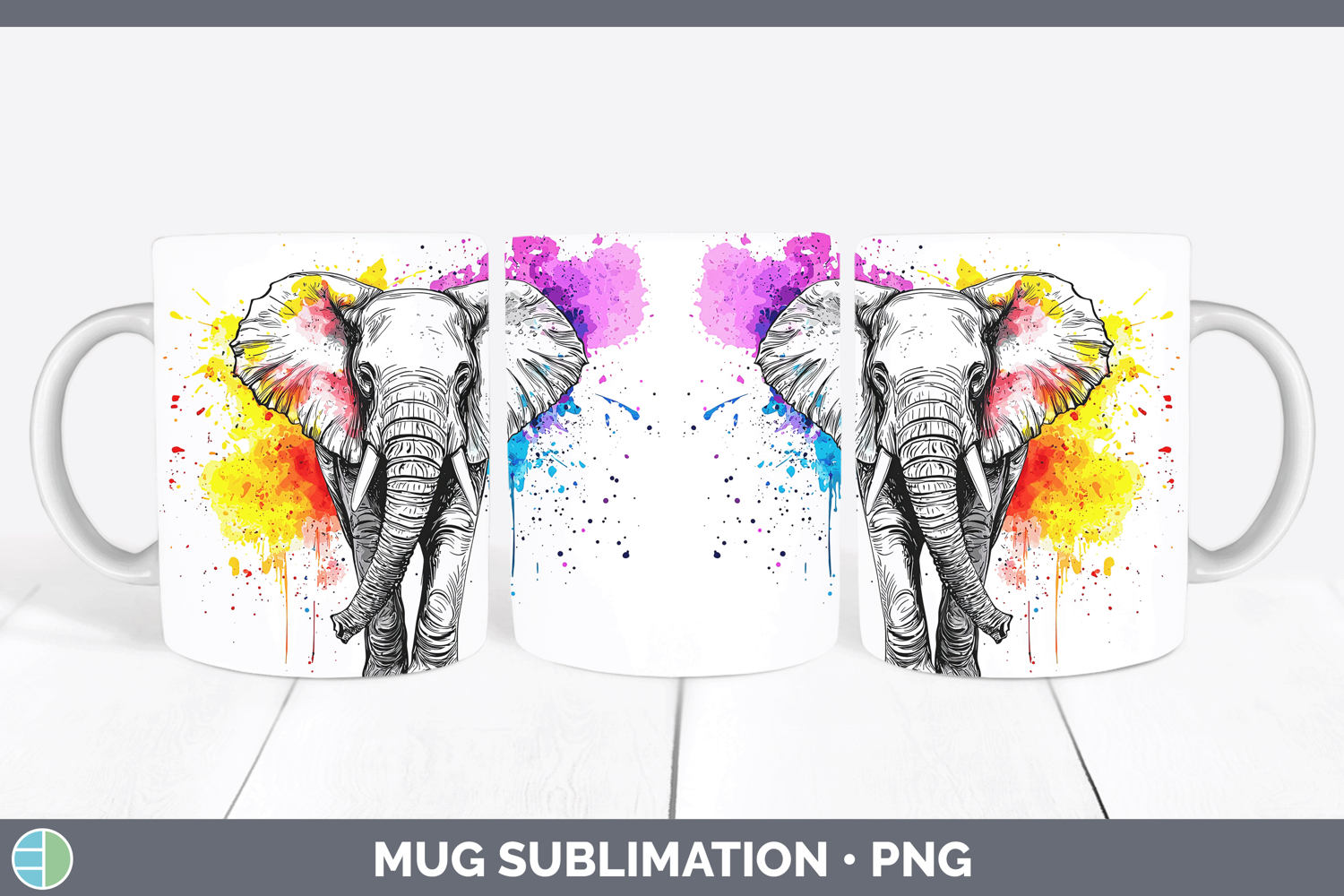 GorgeousWatercolor Splash Mug Wrap design.