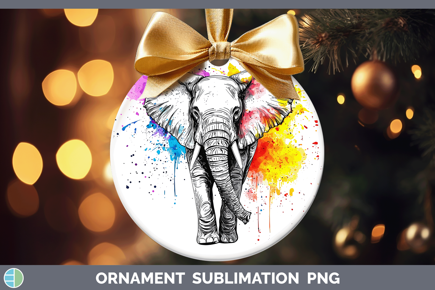 GorgeousWatercolor Splash Ornament design.