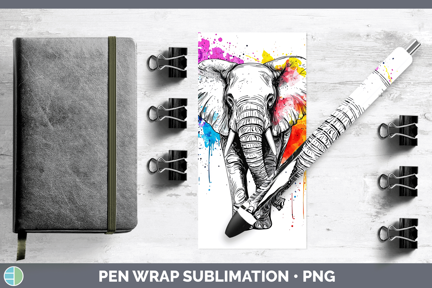 GorgeousWatercolor Splash Pen Wrap design.