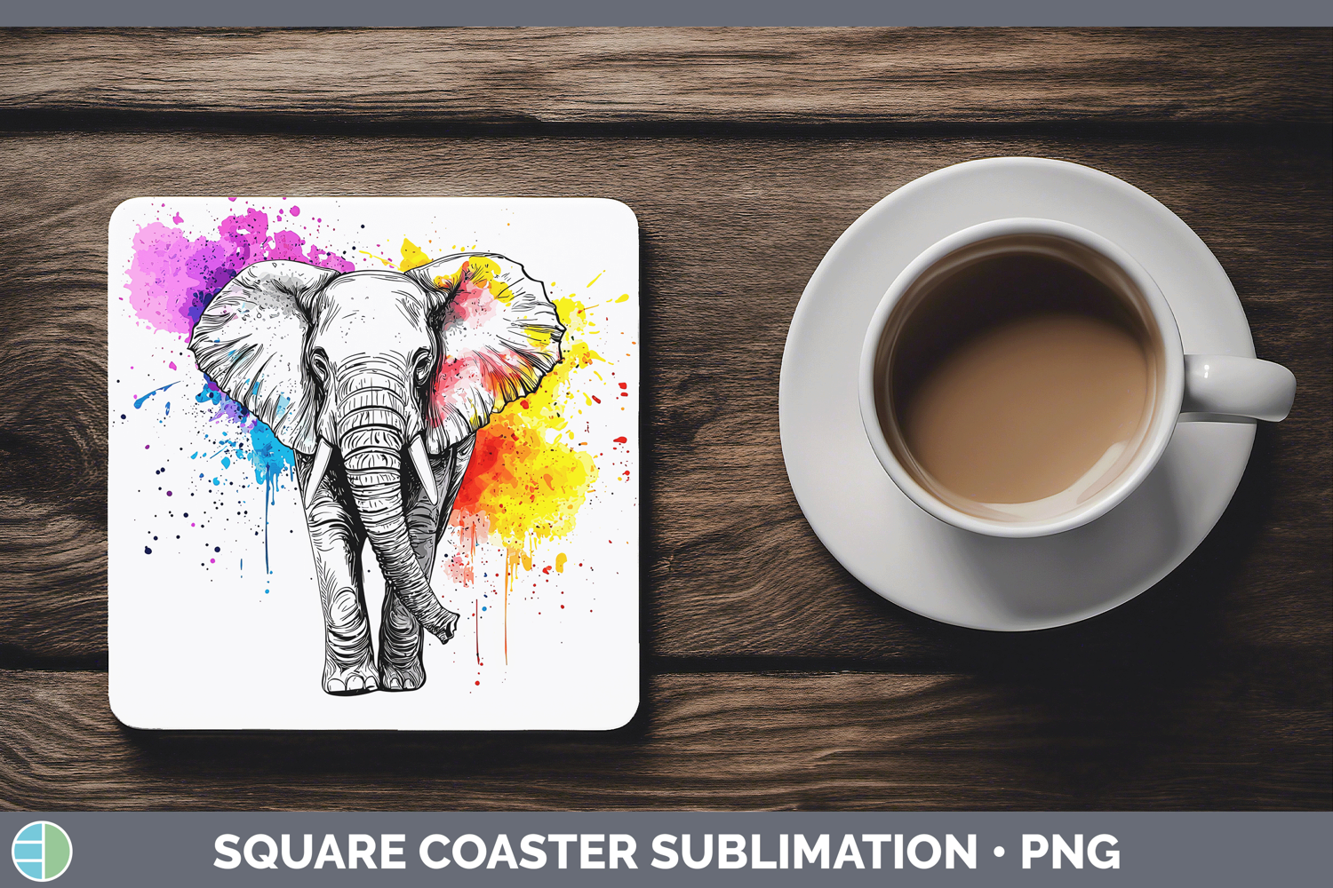 GorgeousWatercolor Splash Square Coaster design.