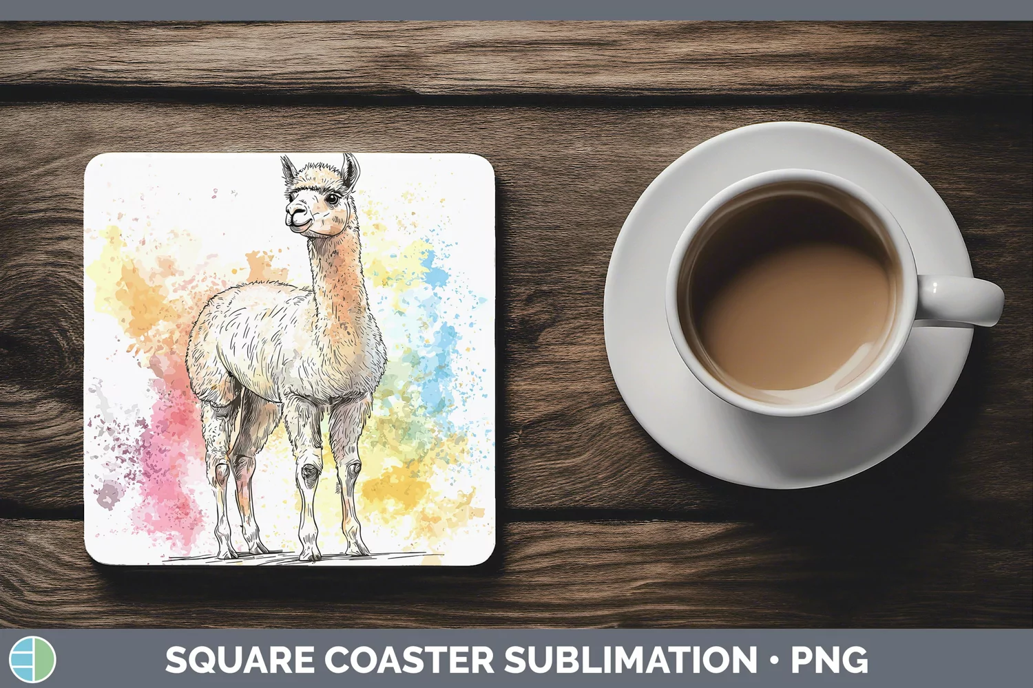 GorgeousWatercolor Splash Farm Square Coaster design.