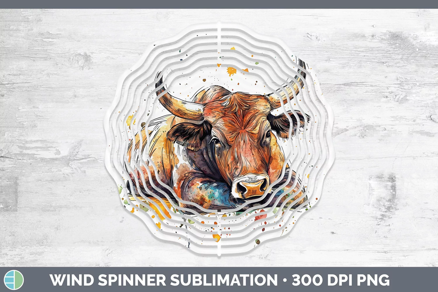 GorgeousWatercolor Splash Farm Wind Spinner design.