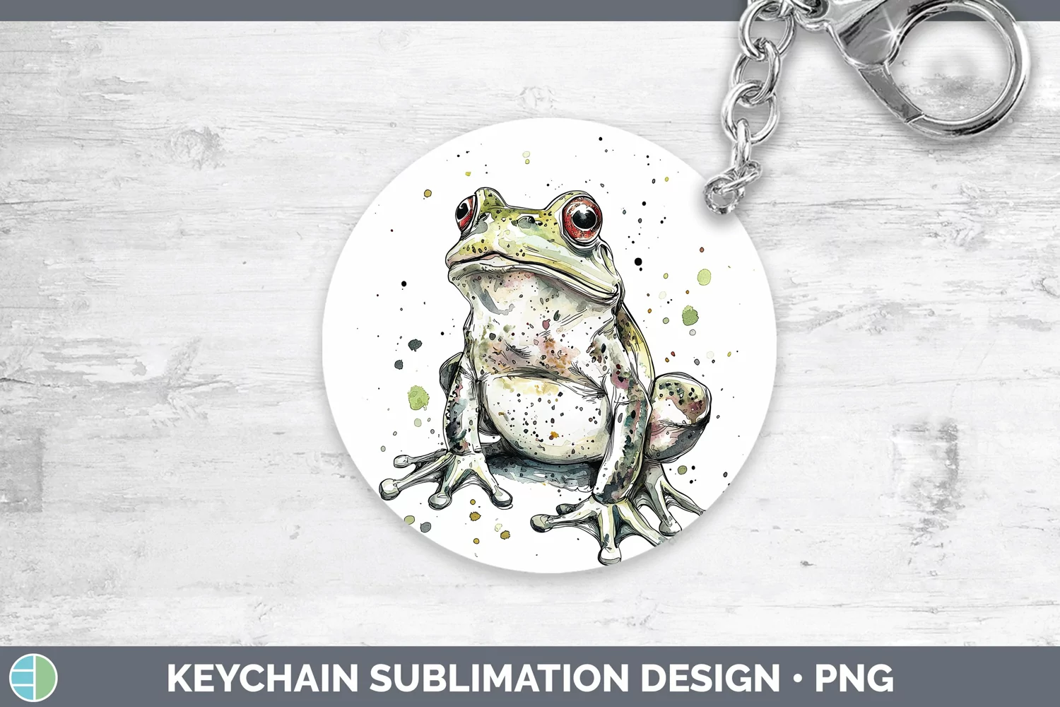 GorgeousWatercolor Splash Farm Keychain design.