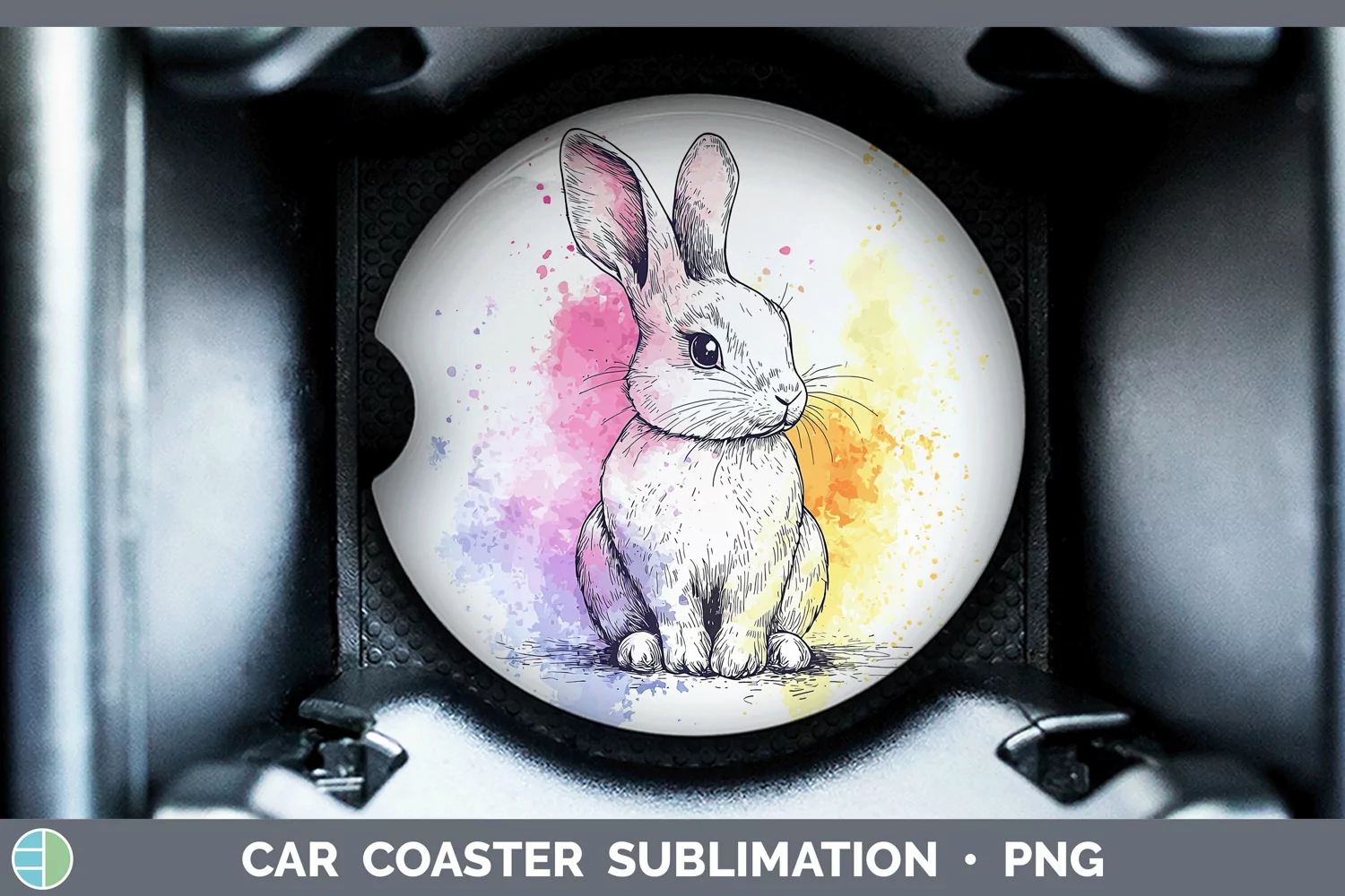 GorgeousWatercolor Splash Farm Car Coaster design.