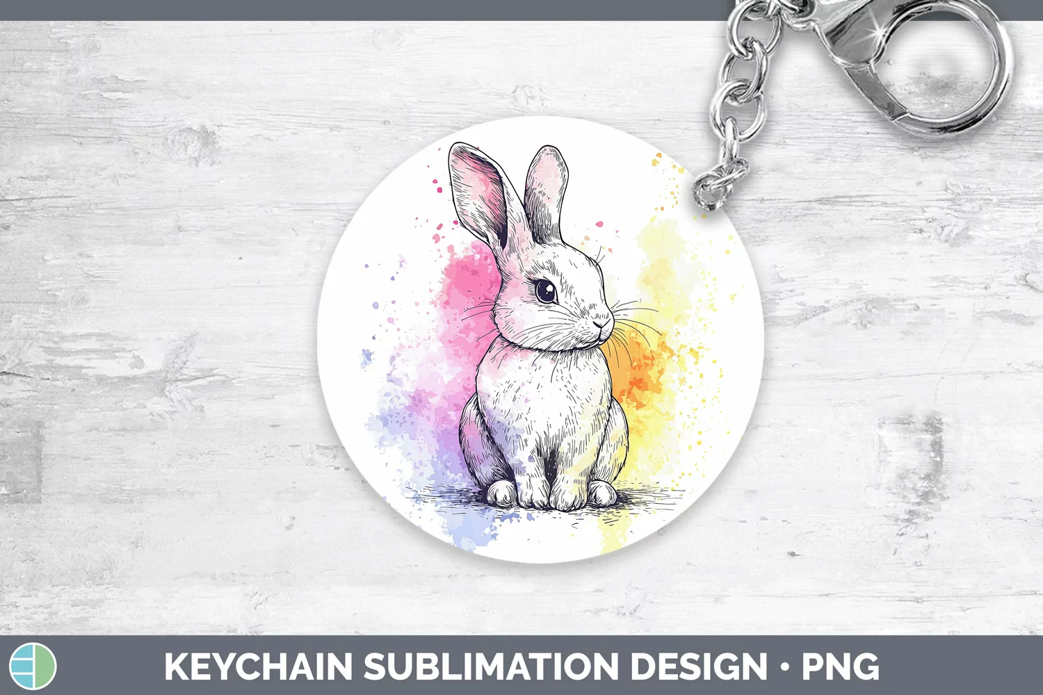 GorgeousWatercolor Splash Farm Keychain design.