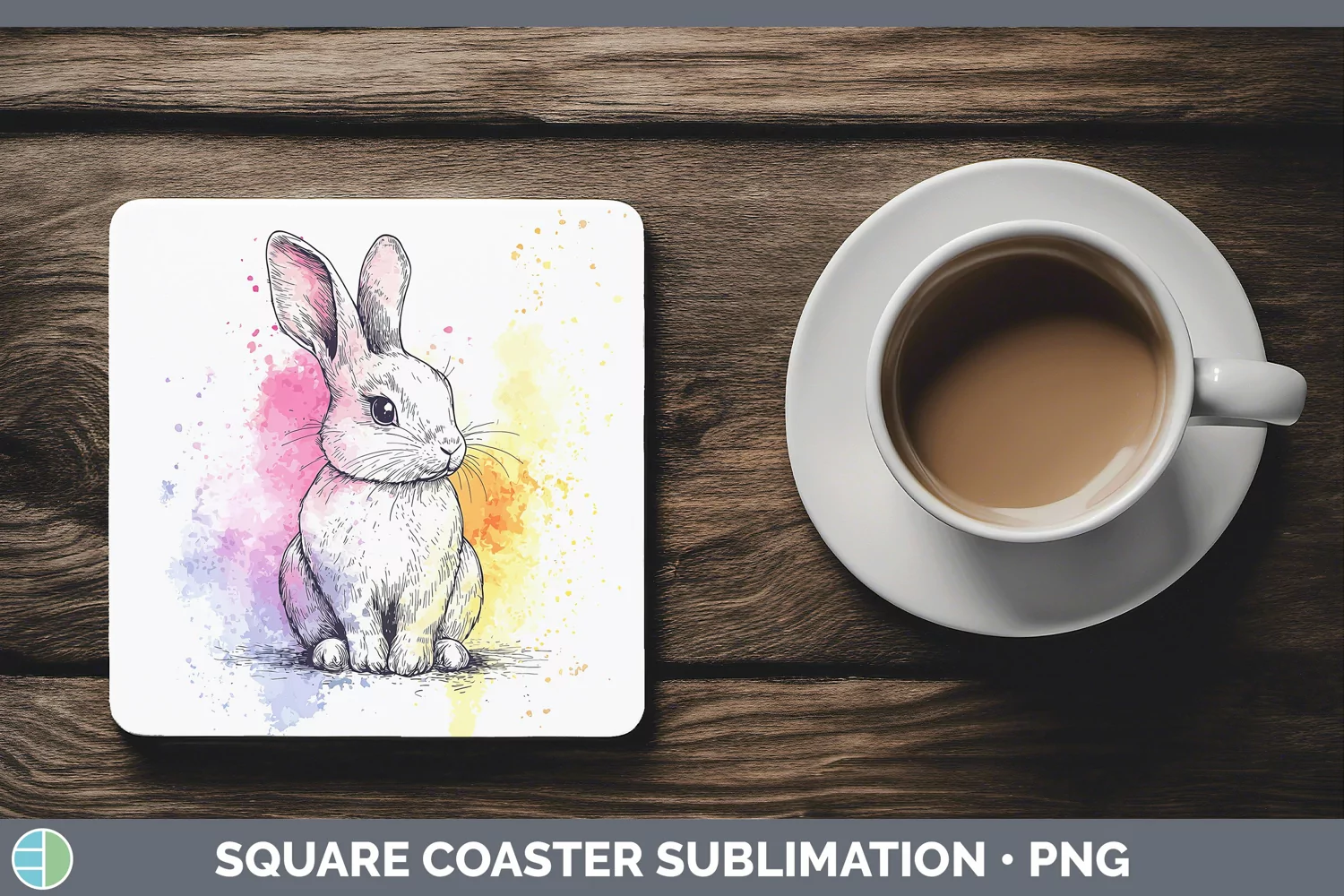 GorgeousWatercolor Splash Farm Square Coaster design.