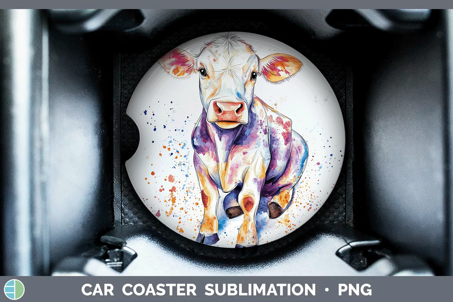 GorgeousWatercolor Splash Farm Car Coaster design.