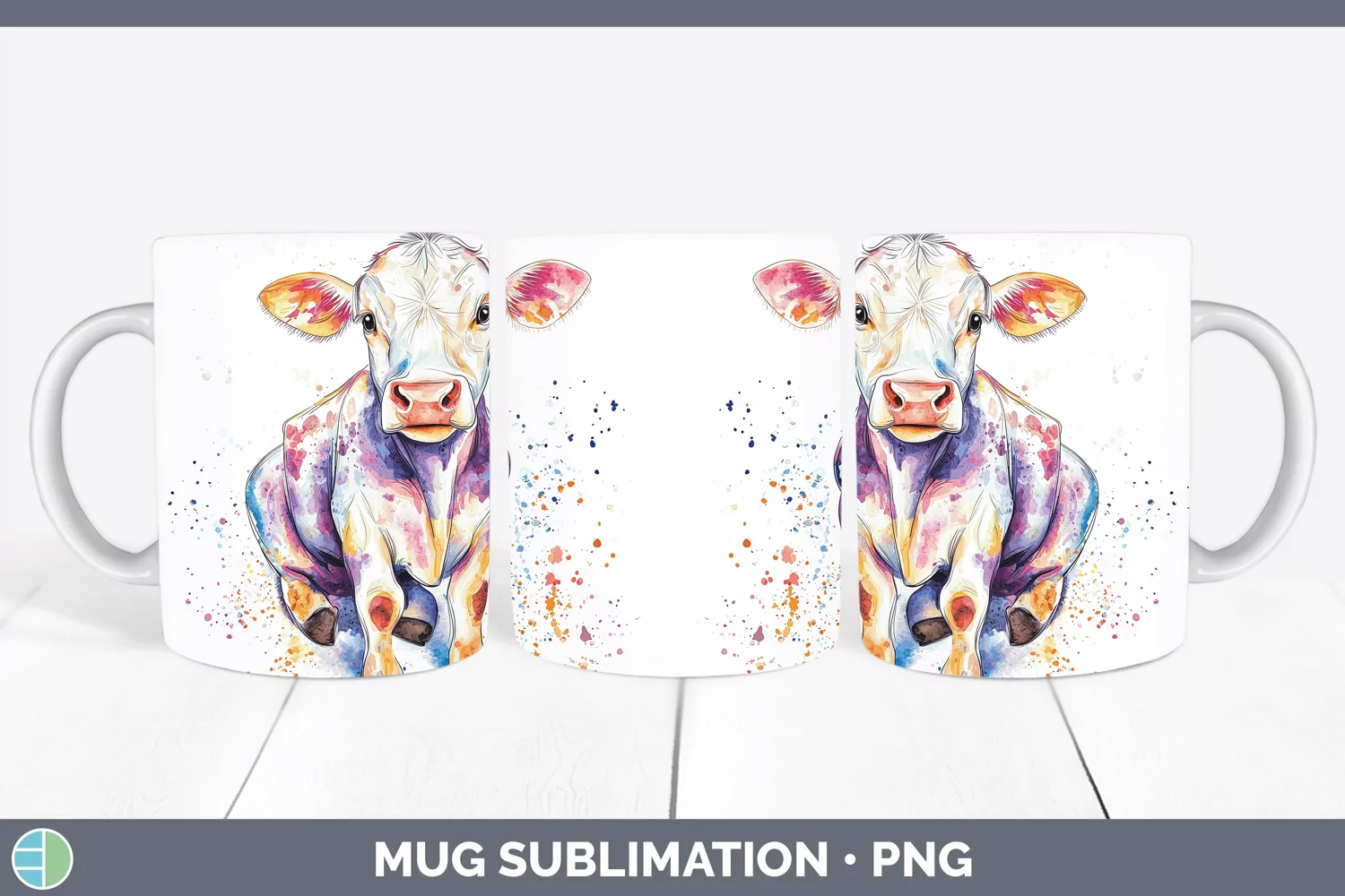 GorgeousWatercolor Splash Farm Mug Wrap design.
