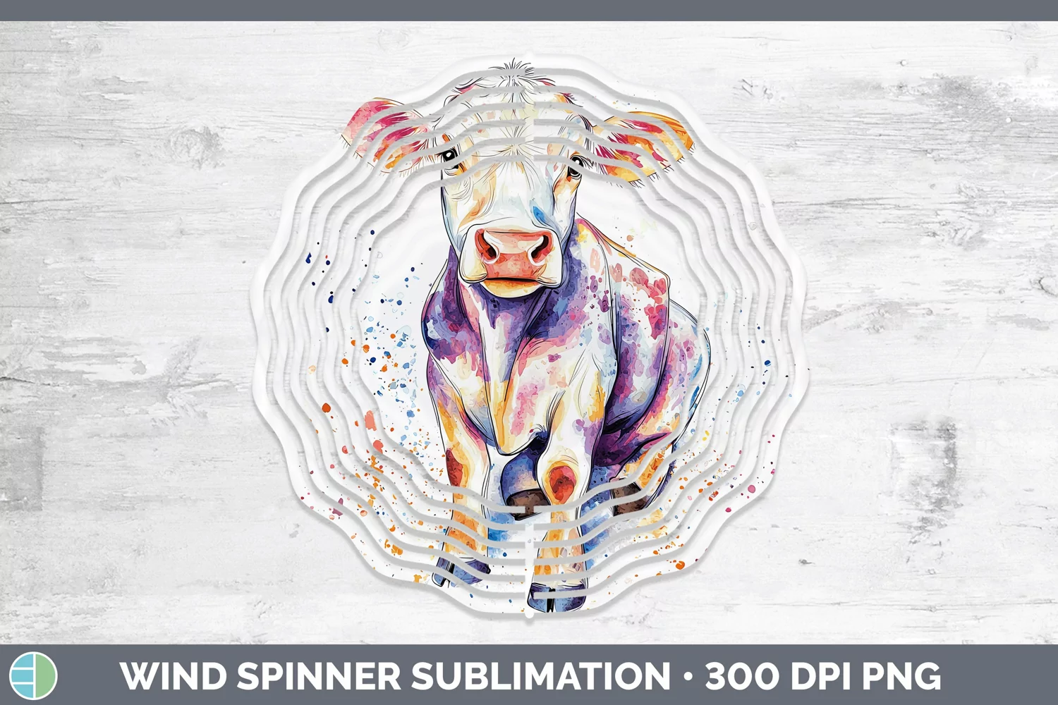 GorgeousWatercolor Splash Farm Wind Spinner design.