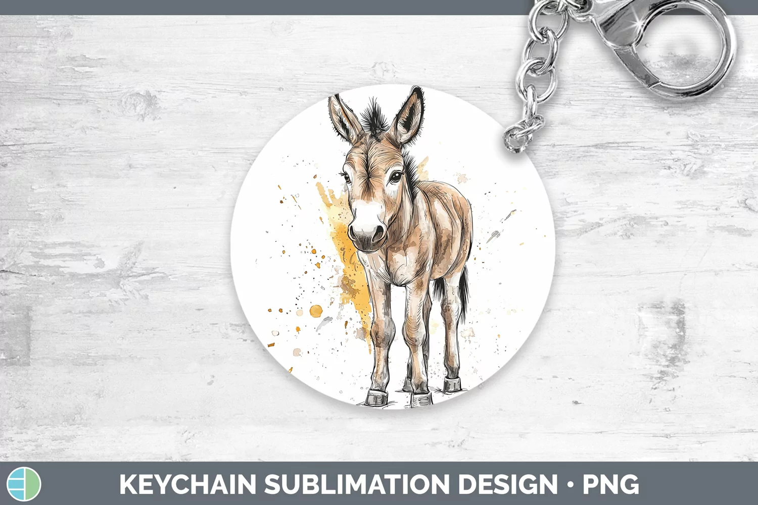 GorgeousWatercolor Splash Farm Keychain design.