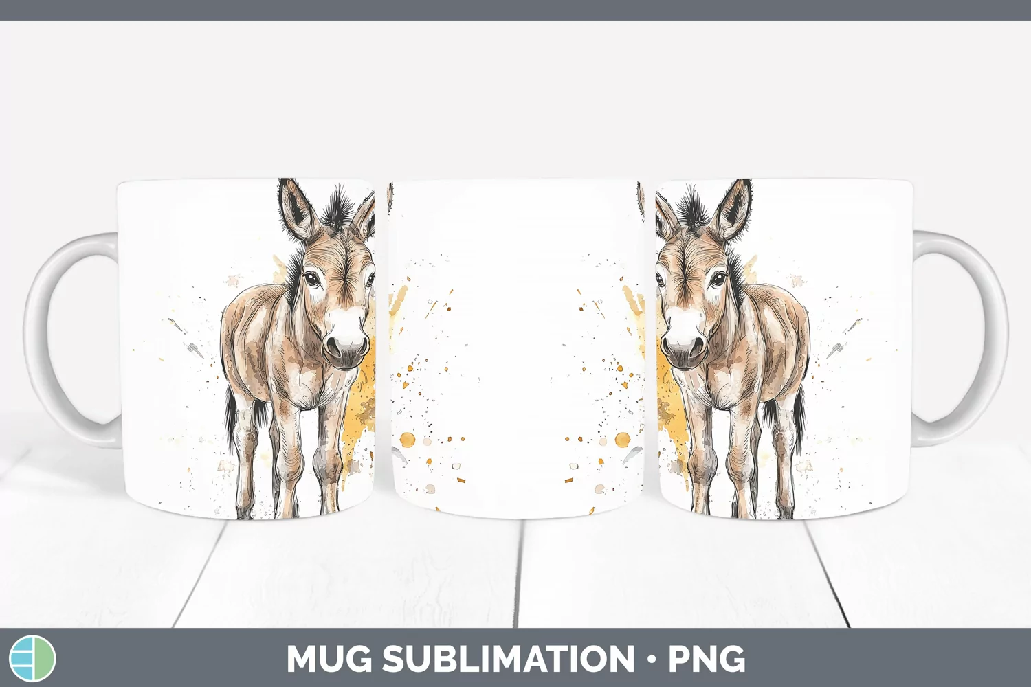 GorgeousWatercolor Splash Farm Mug Wrap design.