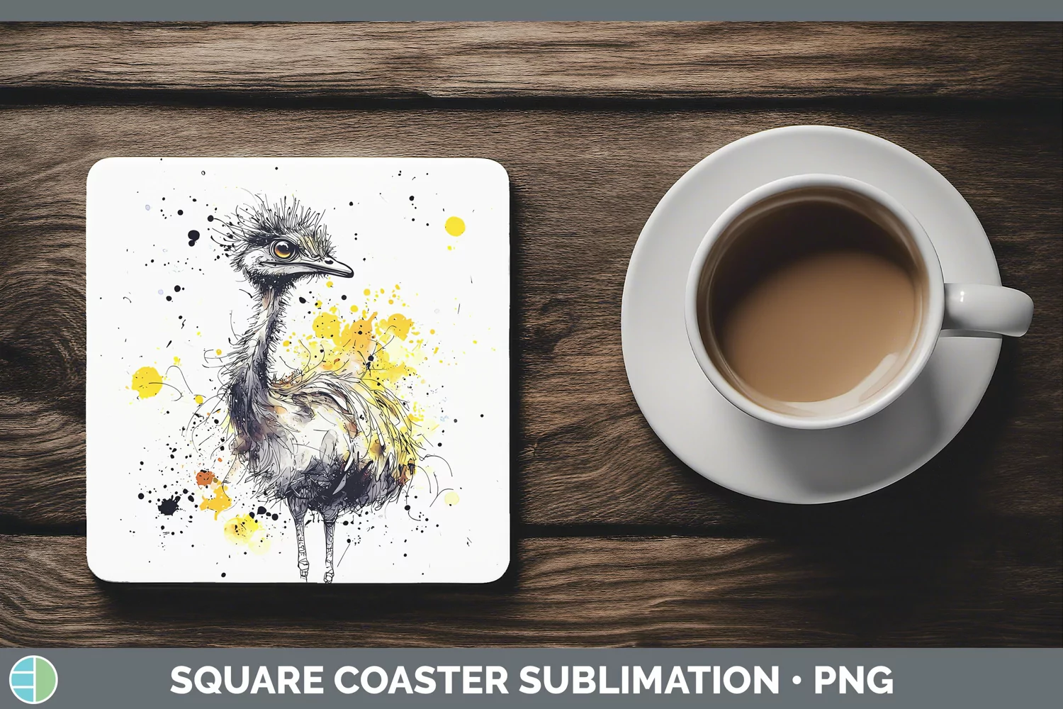 GorgeousWatercolor Splash Farm Square Coaster design.