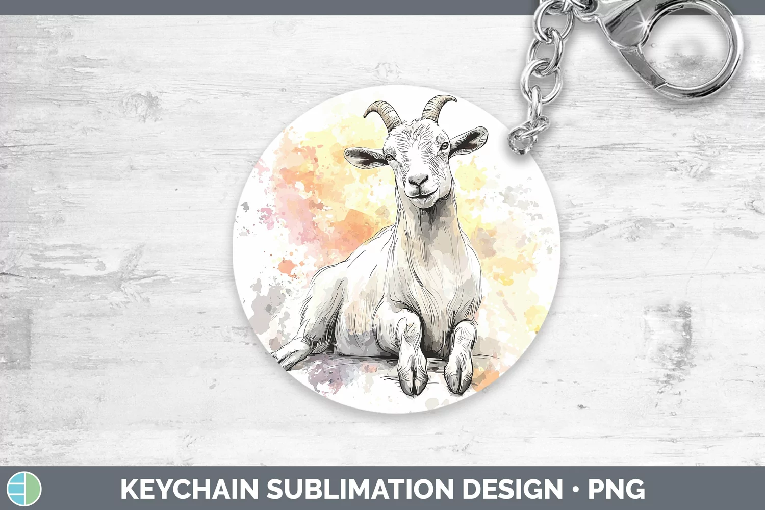 GorgeousWatercolor Splash Farm Keychain design.