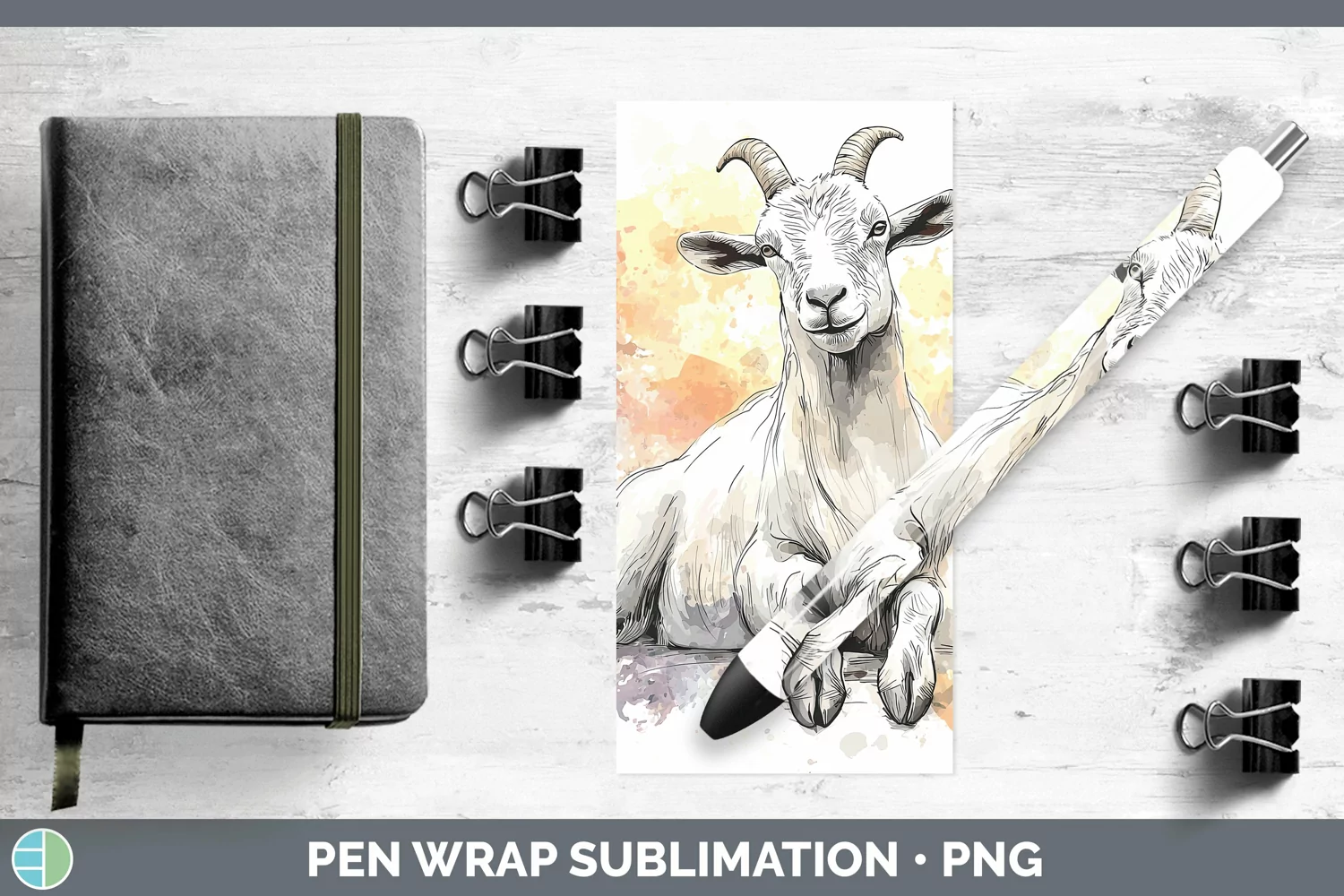 GorgeousWatercolor Splash Farm Pen Wrap design.