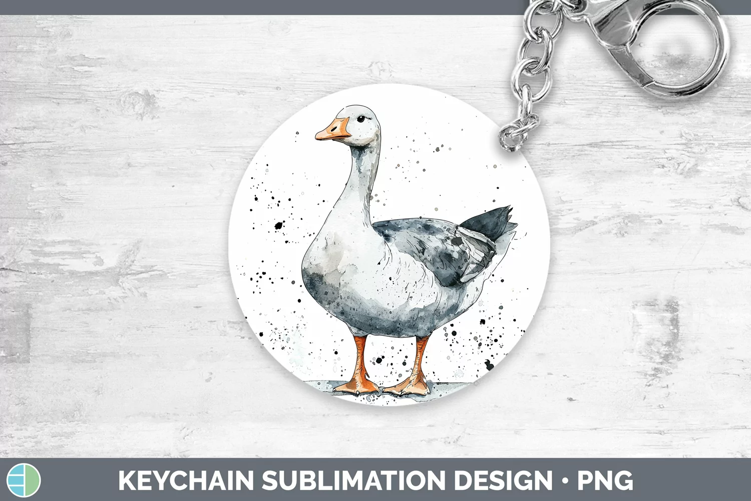 GorgeousWatercolor Splash Farm Keychain design.