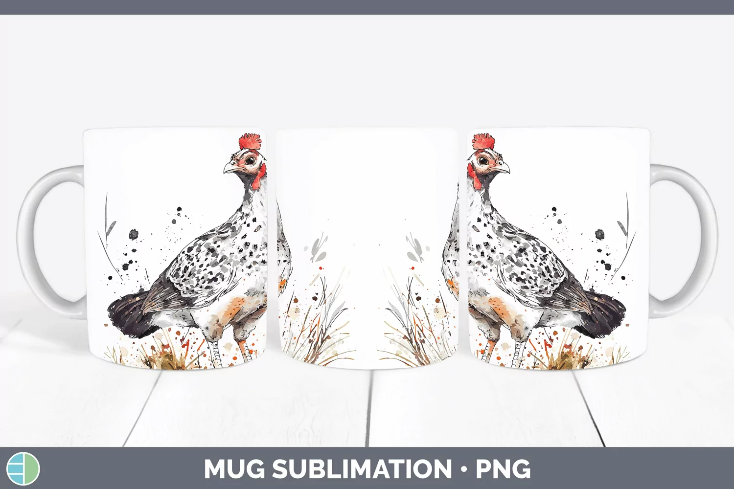 GorgeousWatercolor Splash Farm Mug Wrap design.