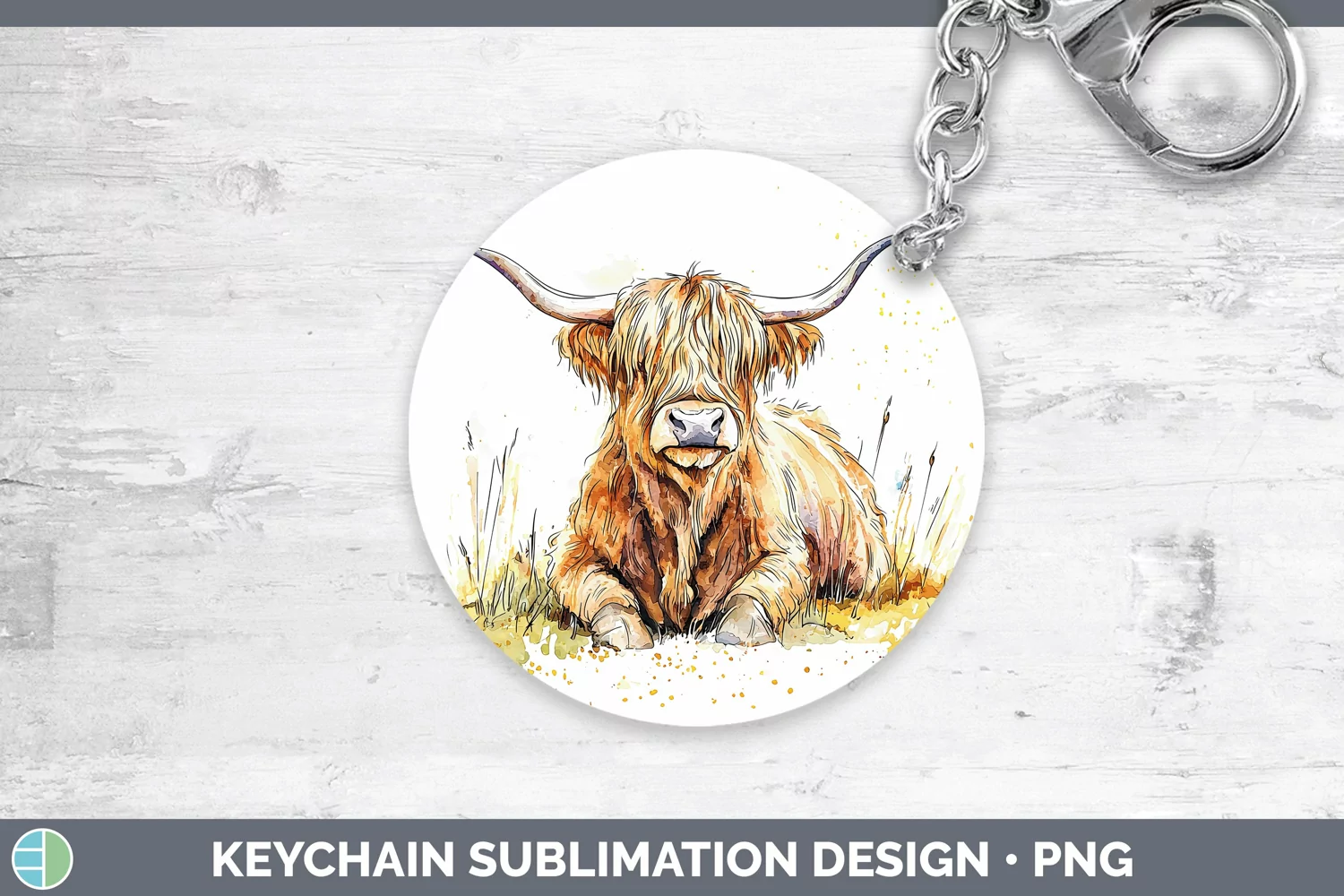 GorgeousWatercolor Splash Farm Keychain design.