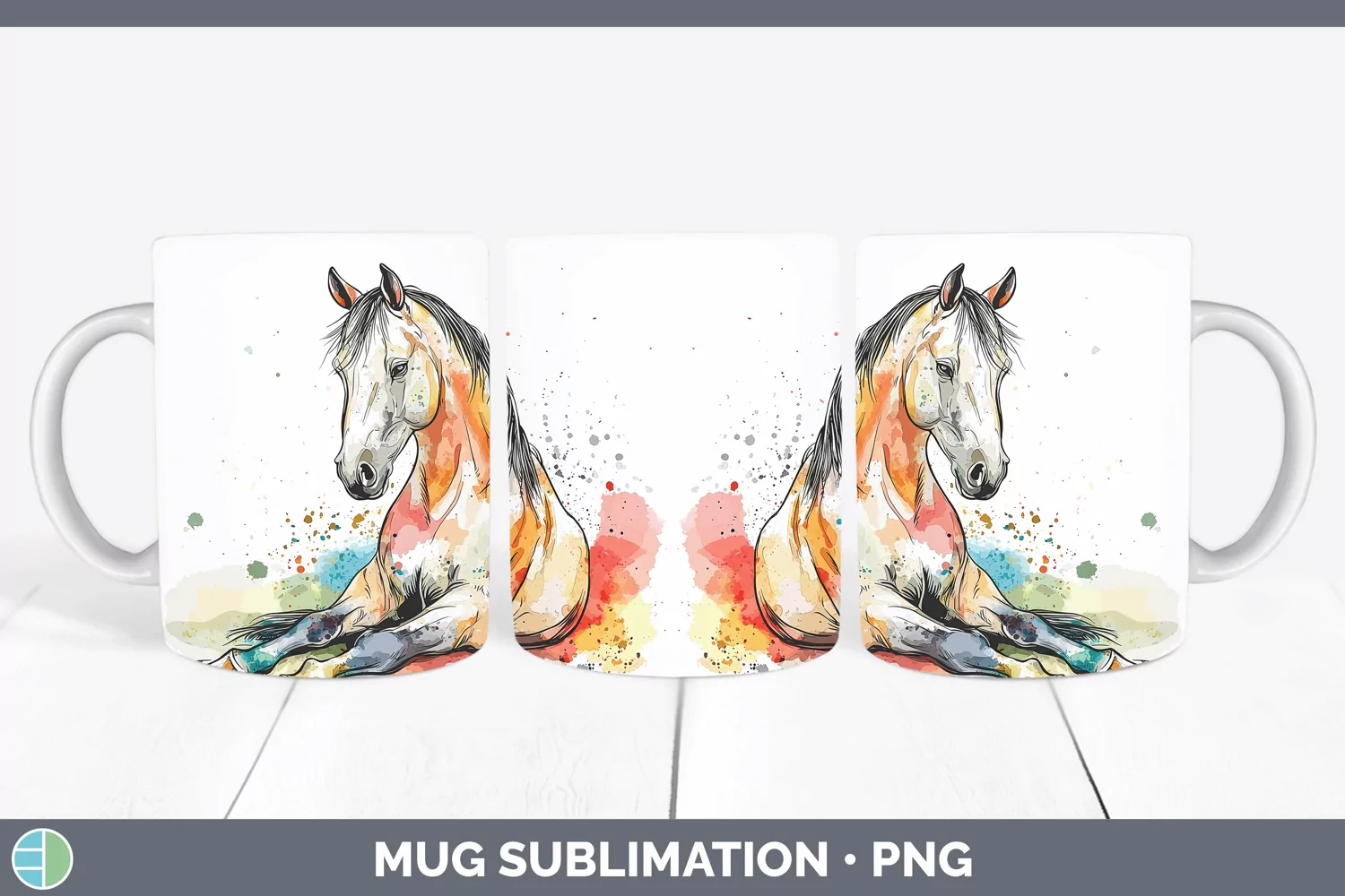 GorgeousWatercolor Splash Farm Mug Wrap design.