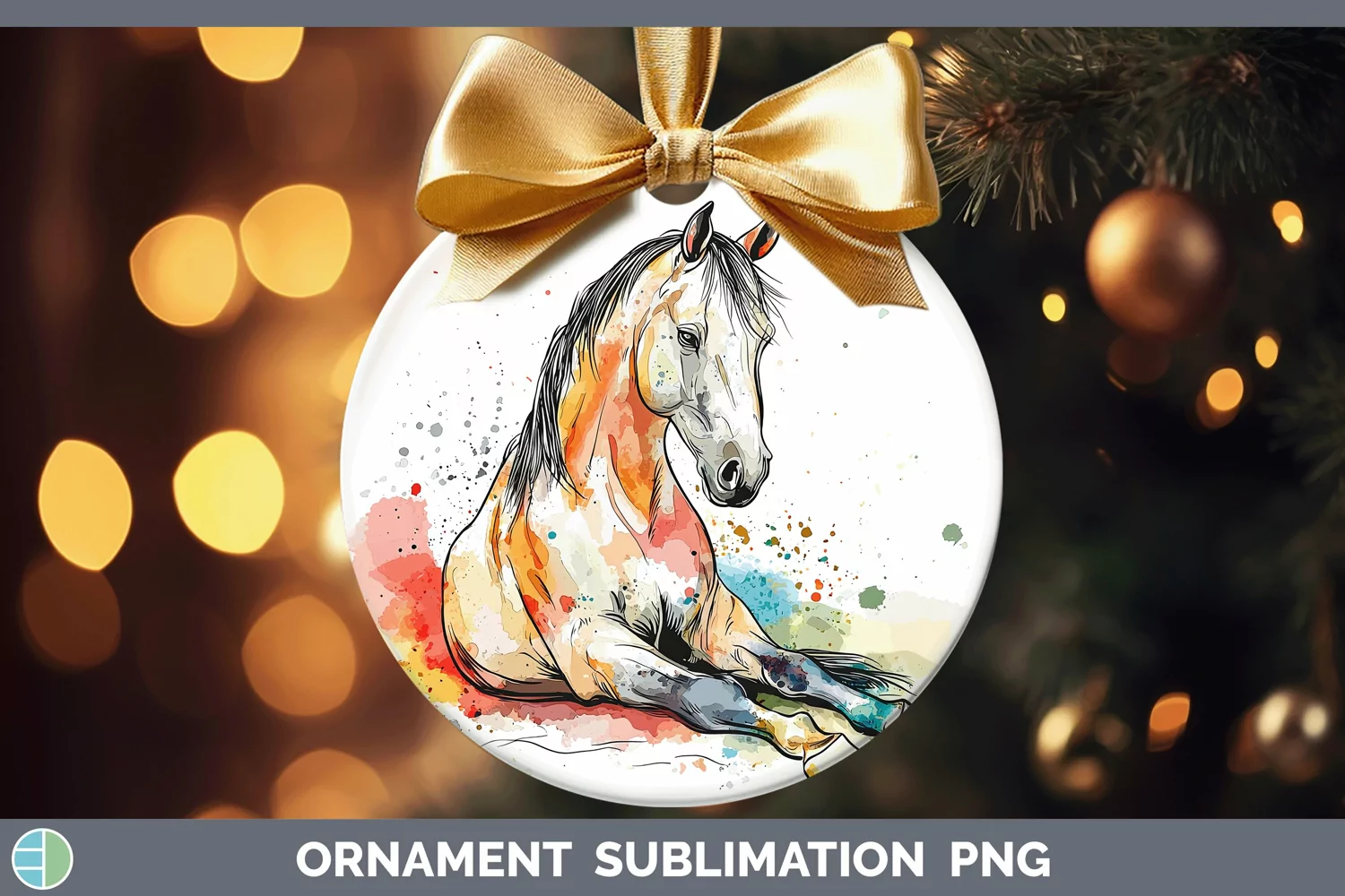 GorgeousWatercolor Splash Farm Ornament design.