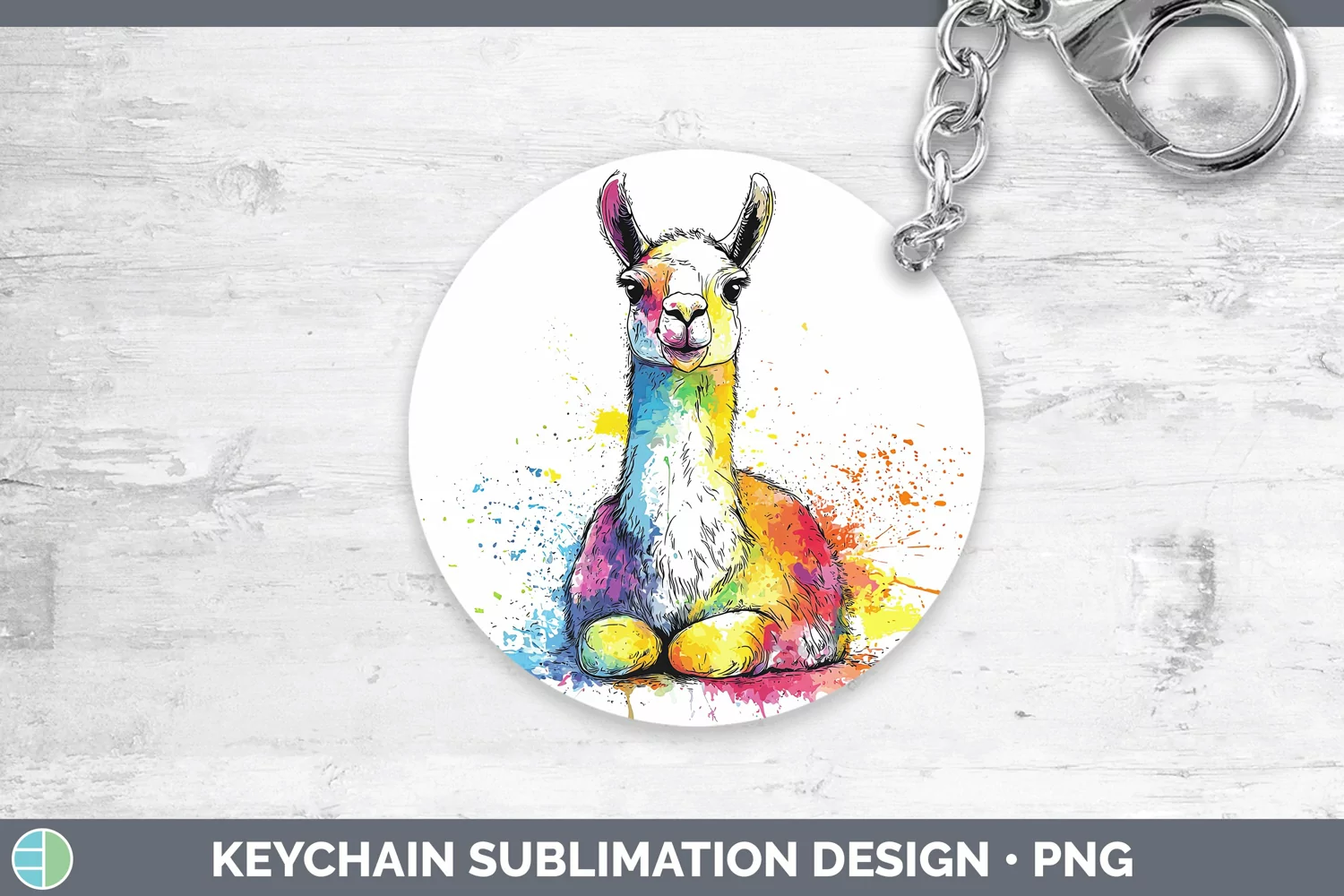 GorgeousWatercolor Splash Farm Keychain design.
