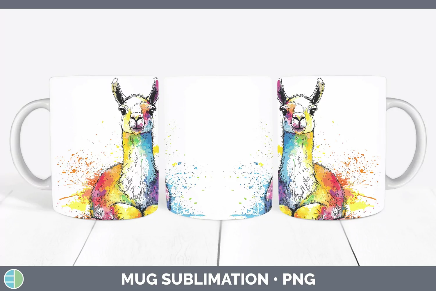 GorgeousWatercolor Splash Farm Mug Wrap design.