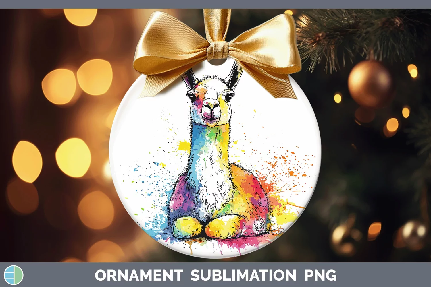 GorgeousWatercolor Splash Farm Ornament design.