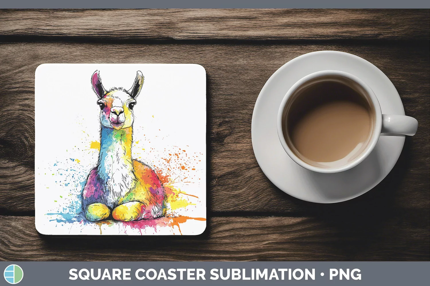 GorgeousWatercolor Splash Farm Square Coaster design.