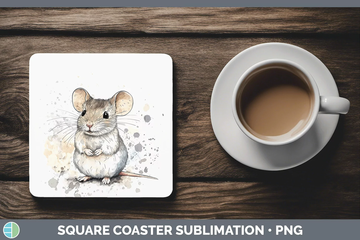 GorgeousWatercolor Splash Farm Square Coaster design.