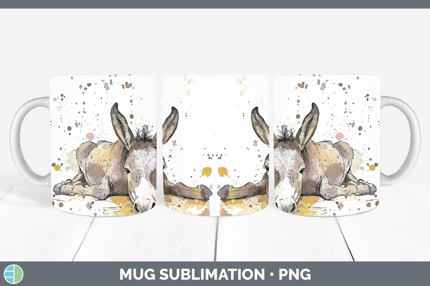 GorgeousWatercolor Splash Farm Mug Wrap design.