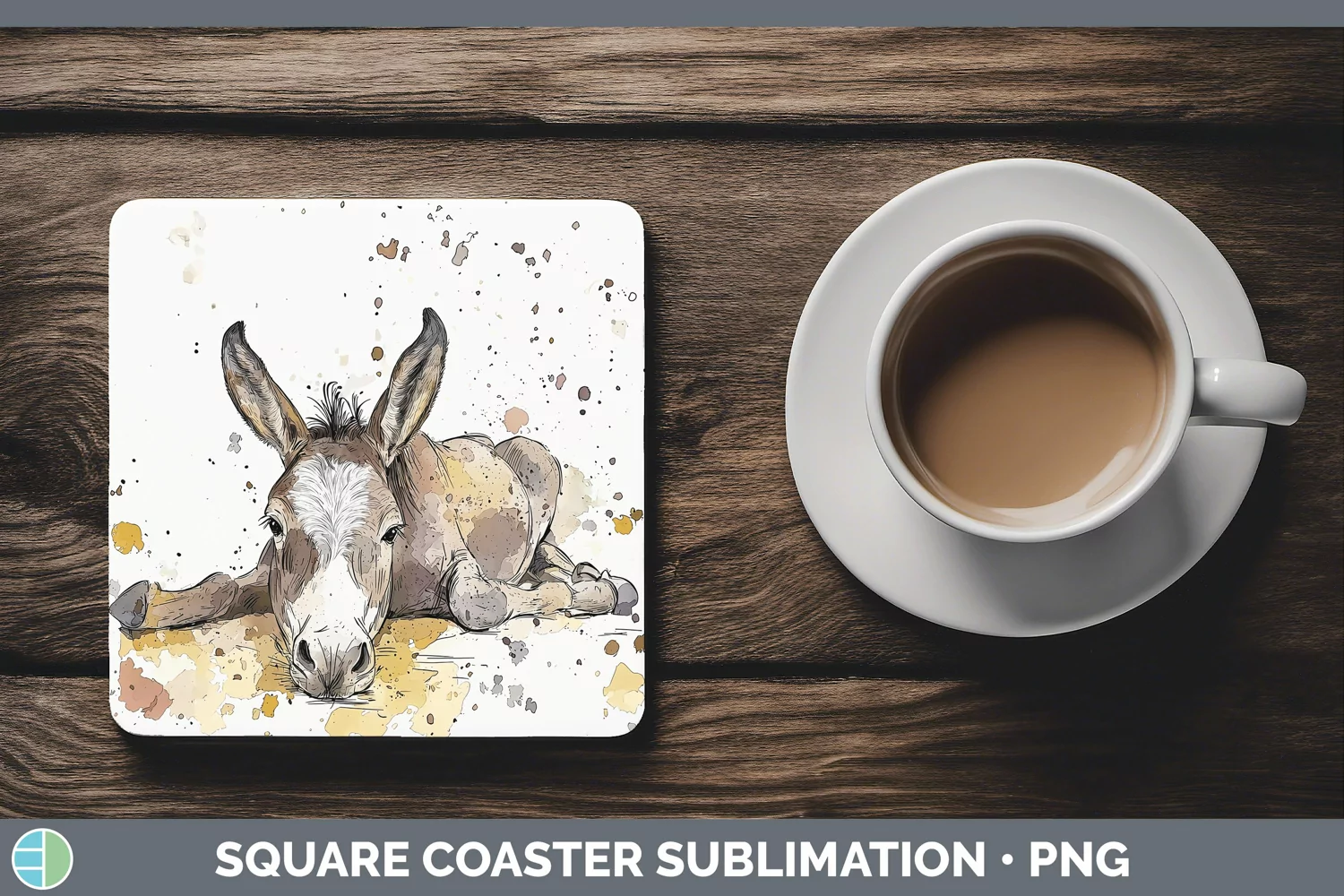GorgeousWatercolor Splash Farm Square Coaster design.