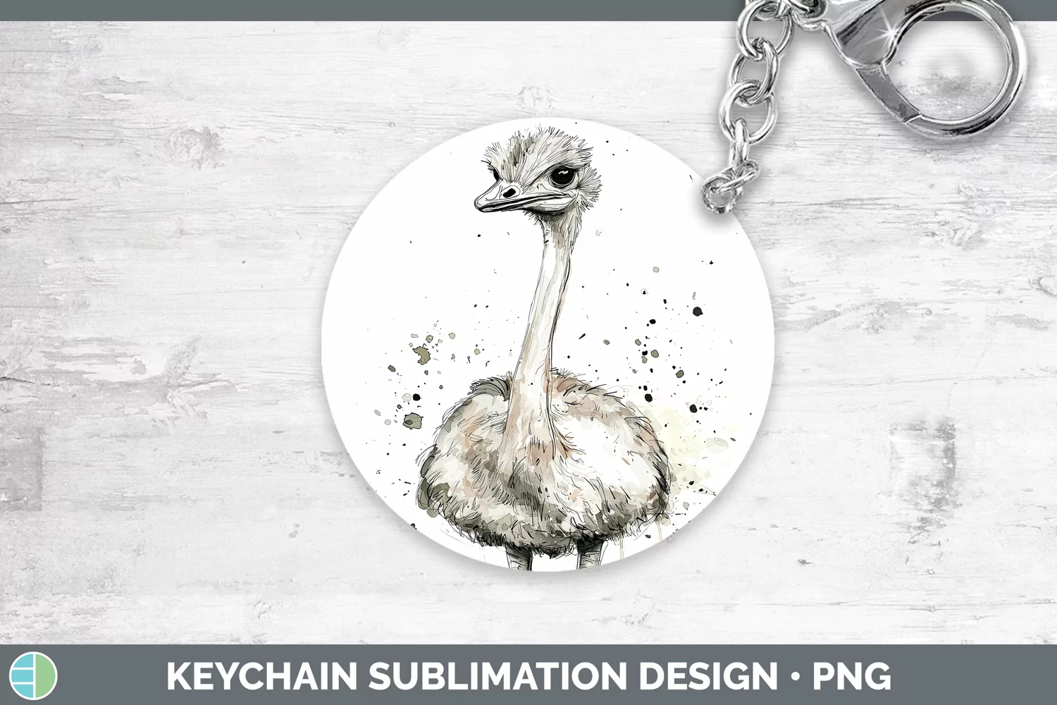 GorgeousWatercolor Splash Farm Keychain design.