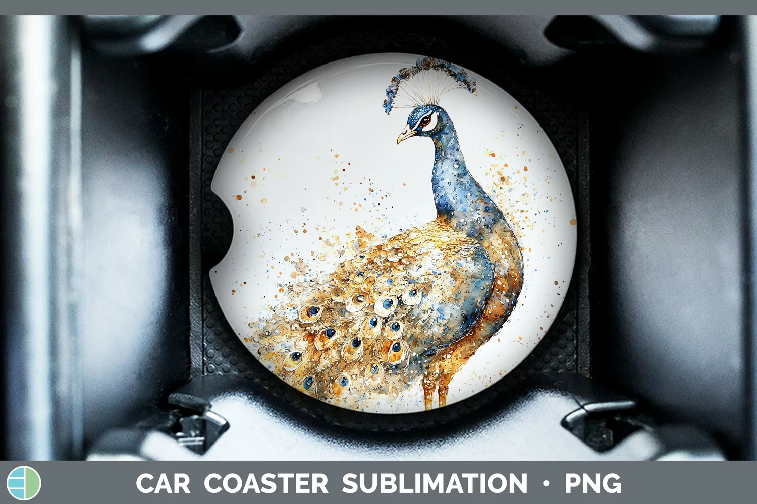 GorgeousWatercolor Splash Farm Car Coaster design.