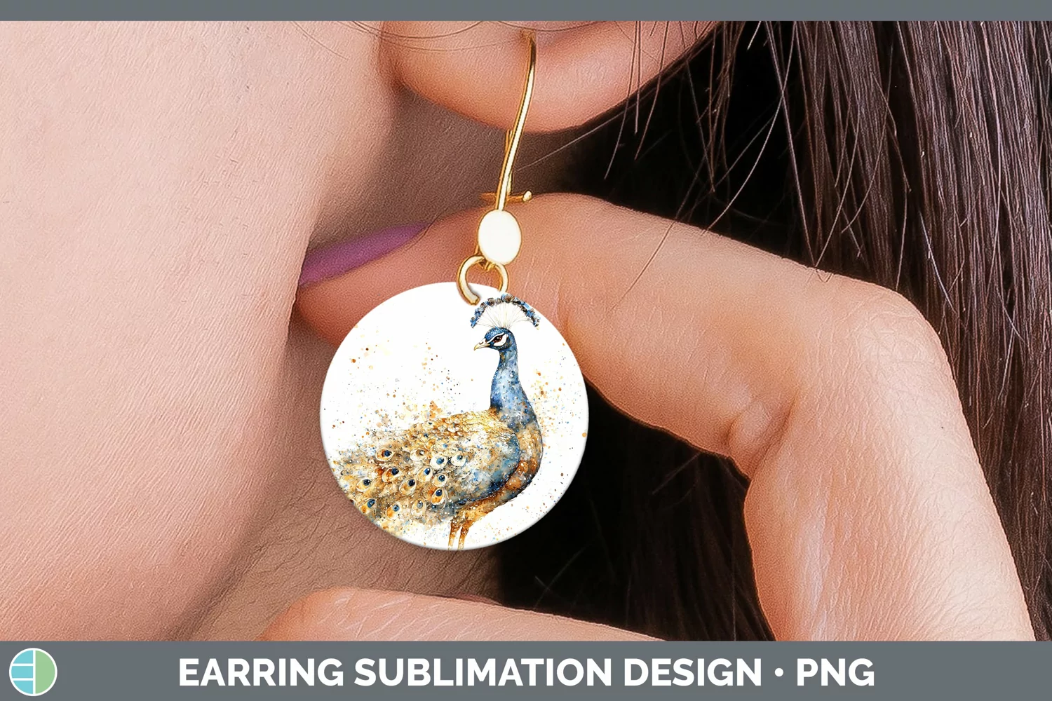 GorgeousWatercolor Splash Farm Round Earrings design.