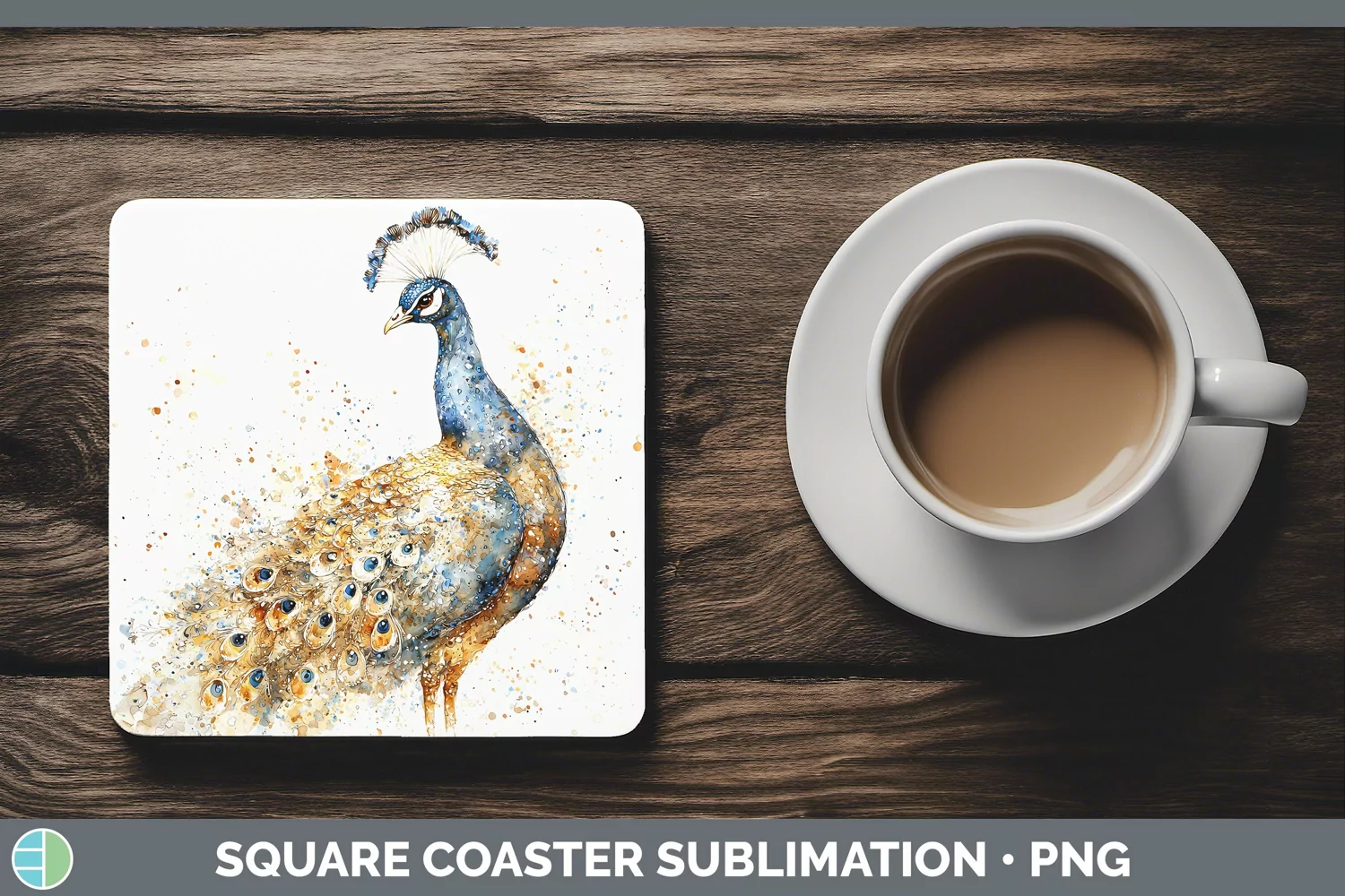 GorgeousWatercolor Splash Farm Square Coaster design.