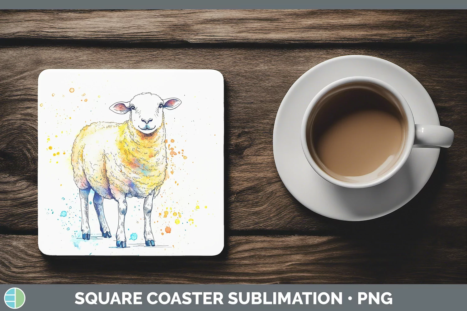 GorgeousWatercolor Splash Farm Square Coaster design.