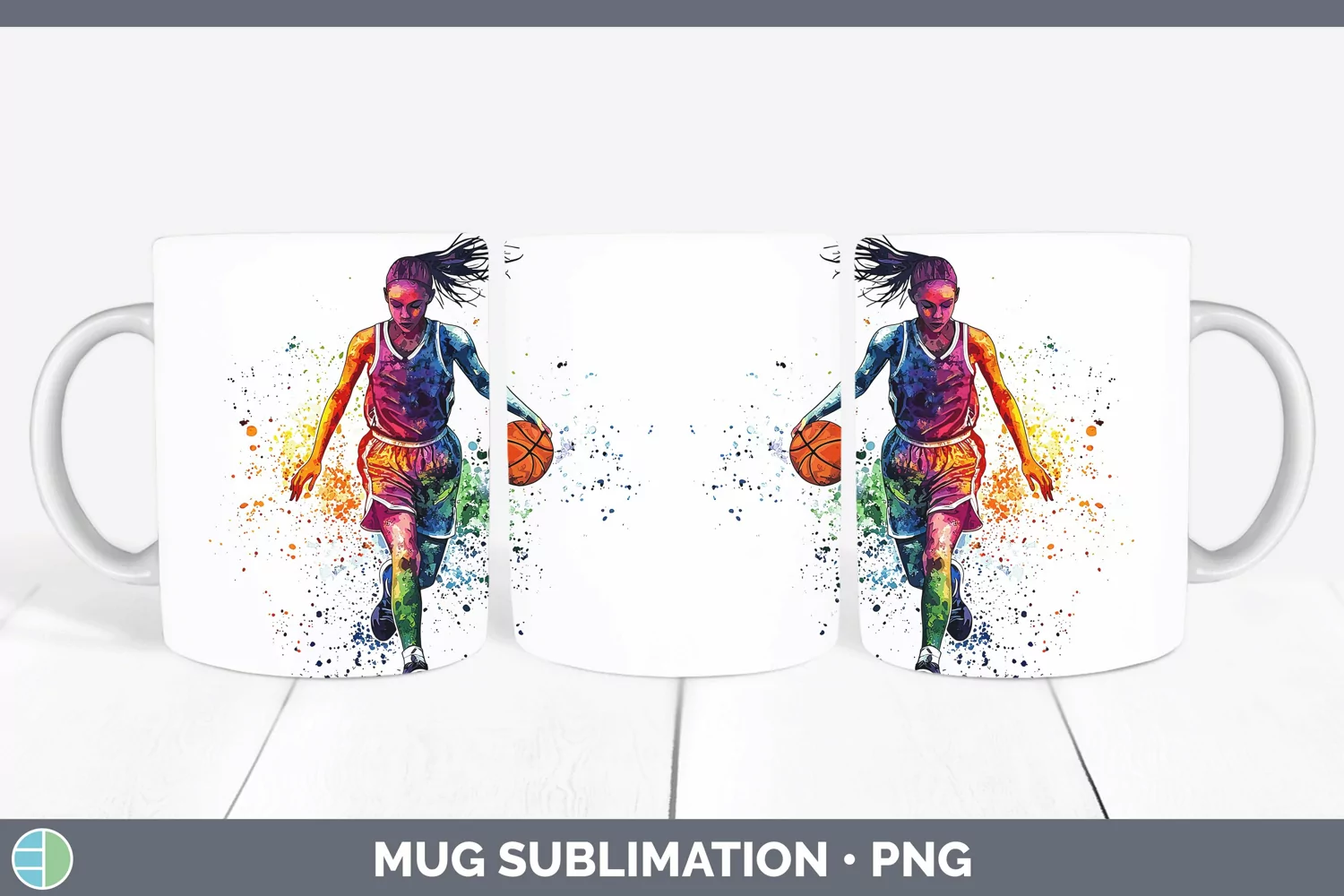 GorgeousWatercolor Splash Mug Wrap design.