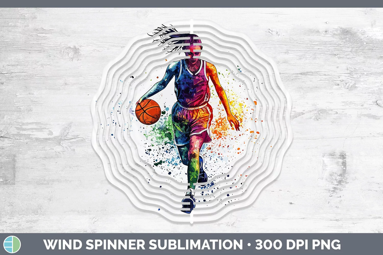 GorgeousWatercolor Splash Wind Spinner design.