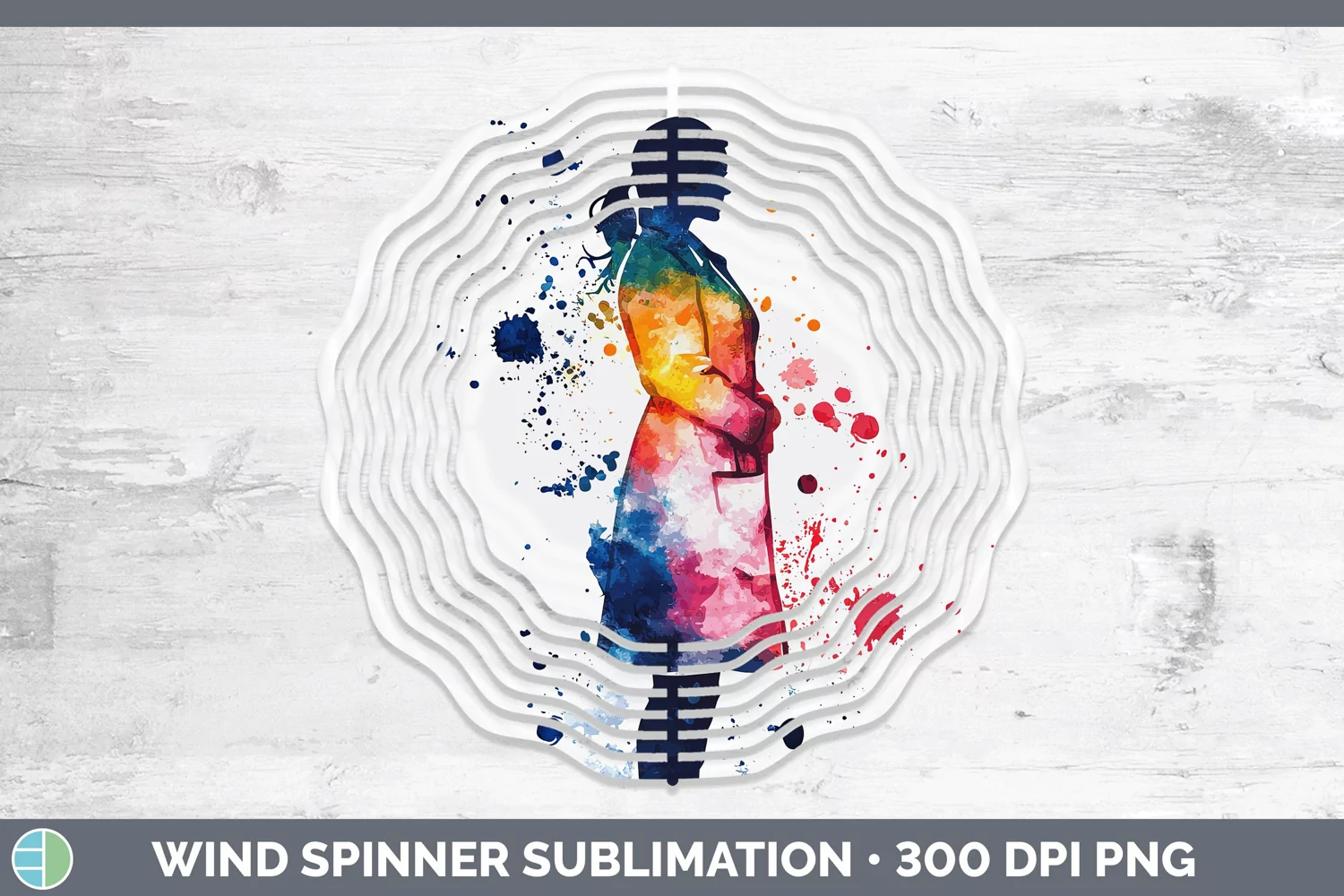 GorgeousWatercolor Splash Wind Spinner design.