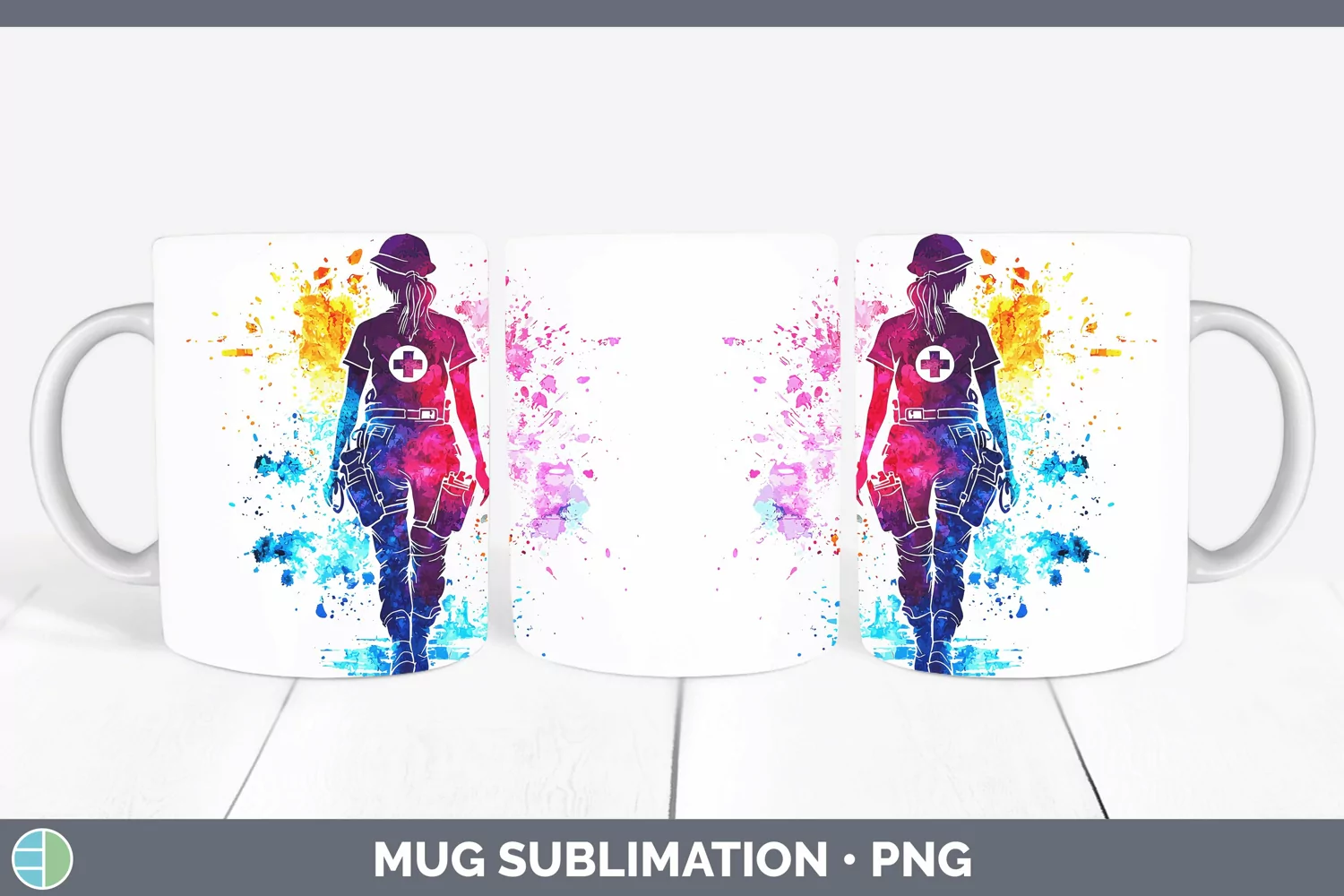GorgeousWatercolor Splash Mug Wrap design.