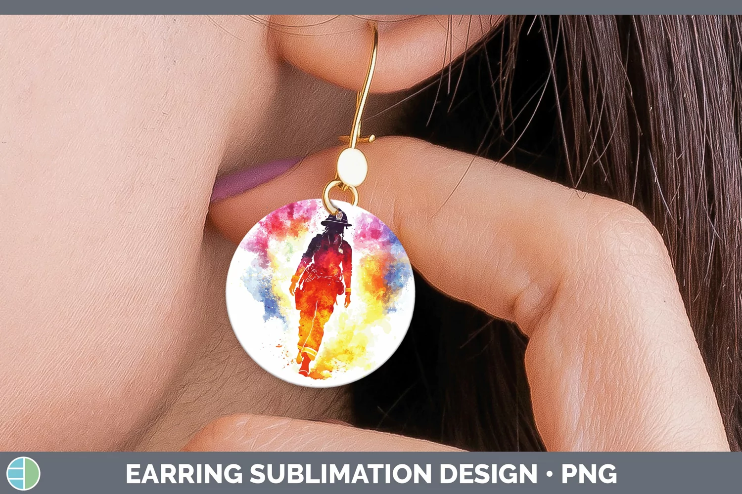 GorgeousWatercolor Splash Round Earrings design.