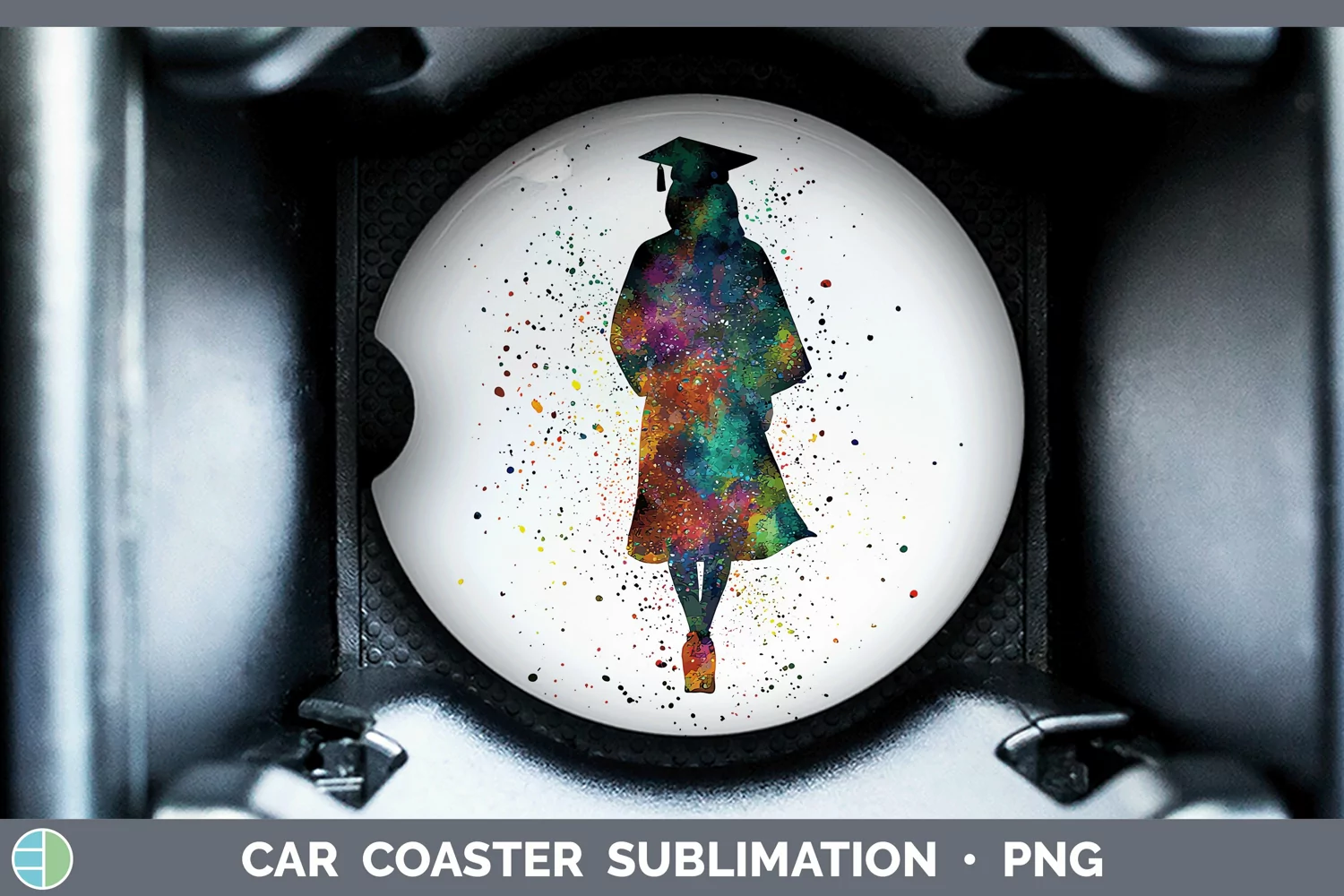 GorgeousWatercolor Splash Car Coaster design.