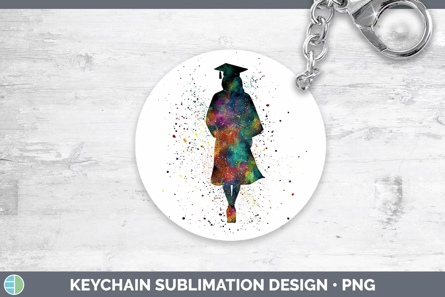 GorgeousWatercolor Splash Keychain design.