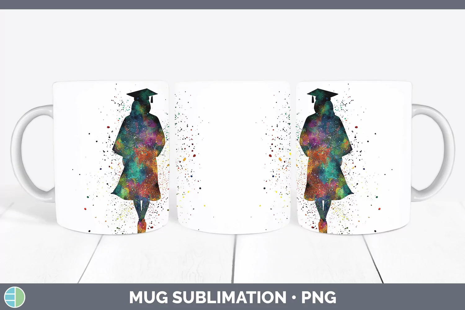 GorgeousWatercolor Splash Mug Wrap design.