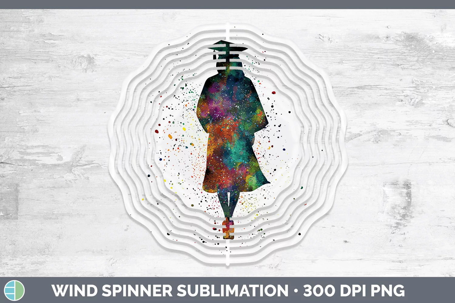 GorgeousWatercolor Splash Wind Spinner design.