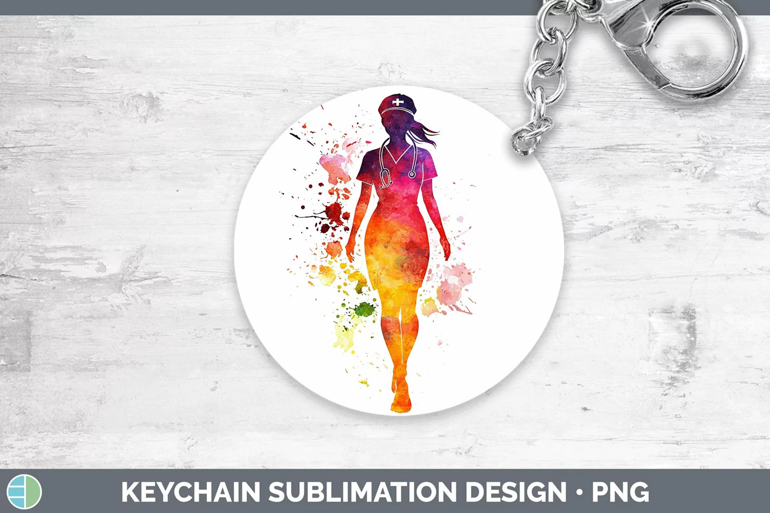 GorgeousWatercolor Splash Keychain design.
