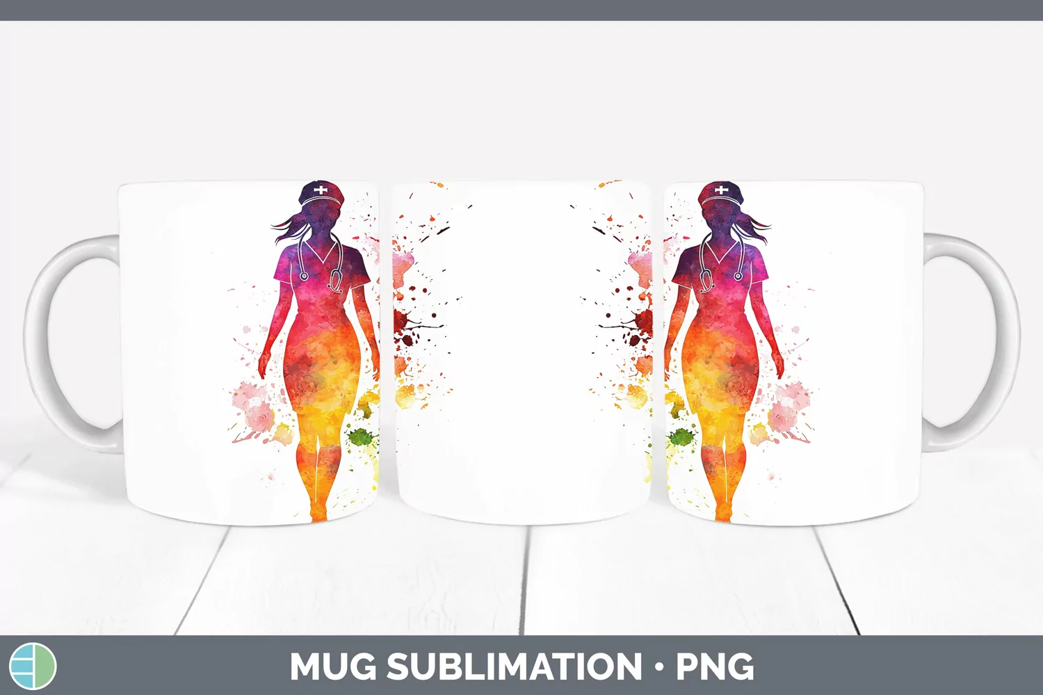 GorgeousWatercolor Splash Mug Wrap design.