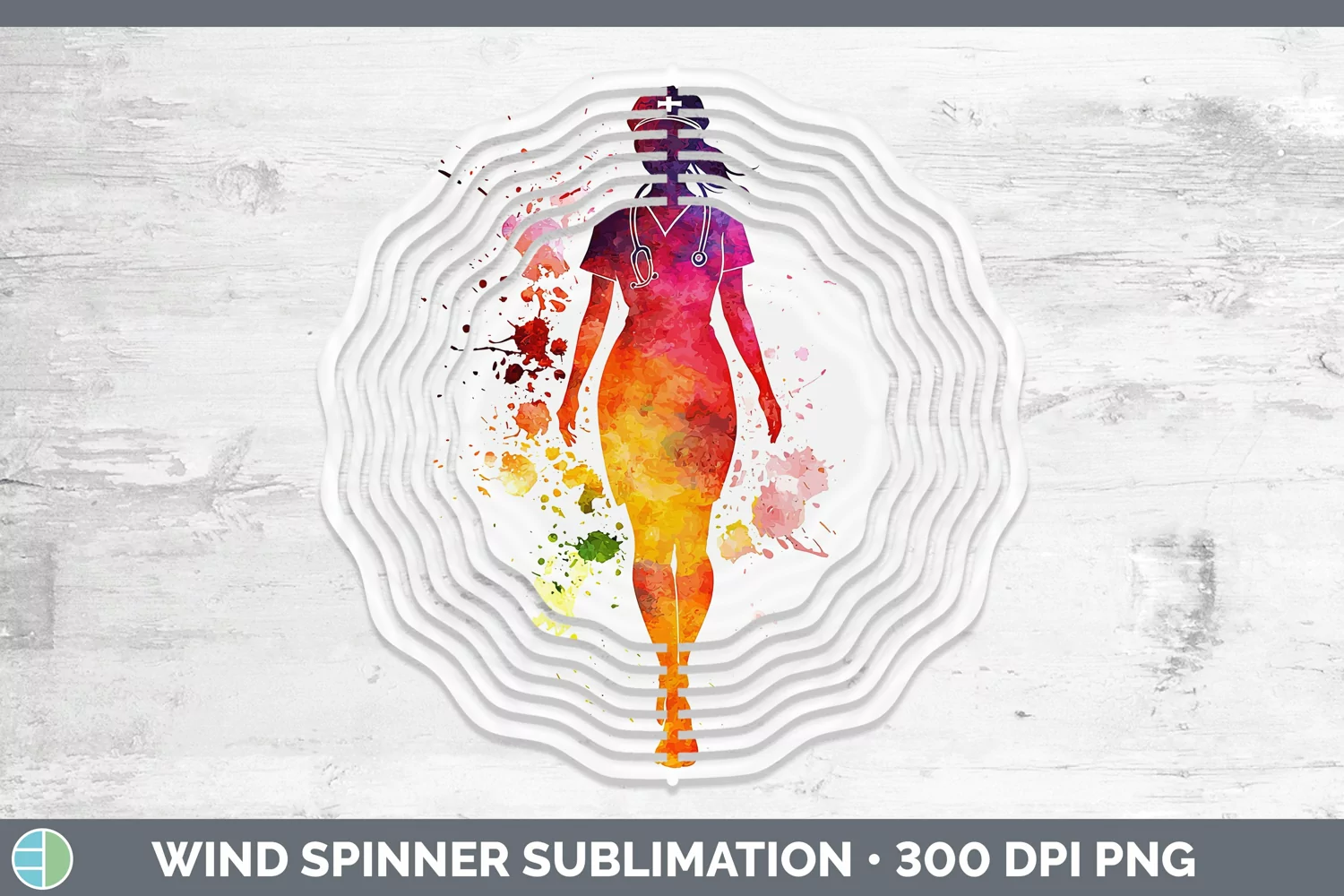 GorgeousWatercolor Splash Wind Spinner design.